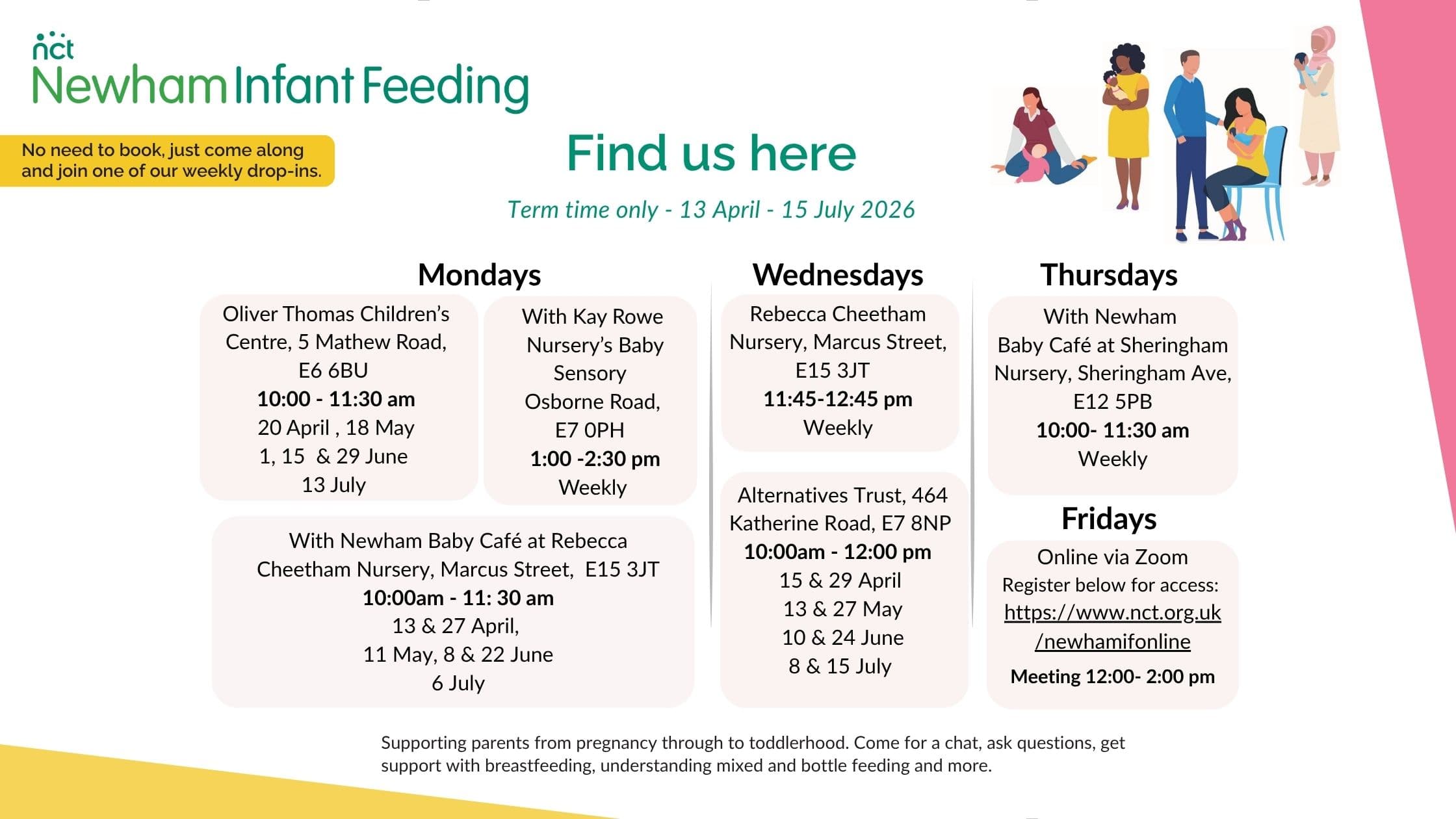 group timetable and link to online support group